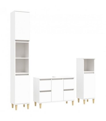 vidaXL 3 Piece Bathroom Furniture Set White Engineered Wood — V0671964215