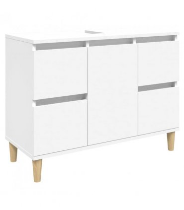 vidaXL 3 Piece Bathroom Furniture Set White Engineered Wood — V0671964215