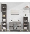 vidaXL 3 Piece Bathroom Furniture Set Grey Sonoma Engineered Wood — V0671964216