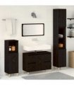 vidaXL Bathroom Furniture Set Wall-mounted with Door 3 pcs Black Oak — V0671964217