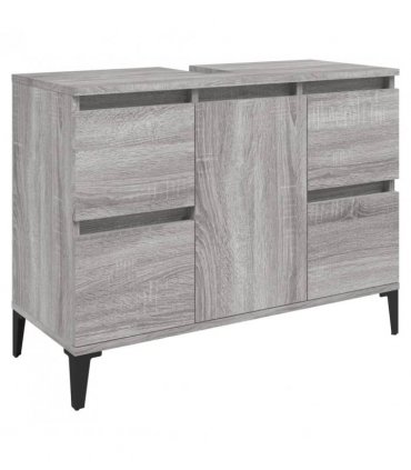 vidaXL 3 Piece Bathroom Furniture Set Grey Sonoma Engineered Wood — V0671964218