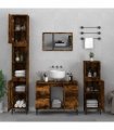 vidaXL 3 Piece Bathroom Furniture Set Smoked Oak Engineered Wood — V0671964221