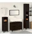 vidaXL Bathroom Furniture Set Wall-mounted with Door 3 pcs Black Oak — V0671964222