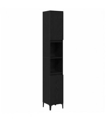 vidaXL Bathroom Furniture Set Wall-mounted with Door 3 pcs Black Oak — V0671964222