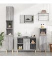 vidaXL 3 Piece Bathroom Furniture Set Grey Sonoma Engineered Wood — V0671964223