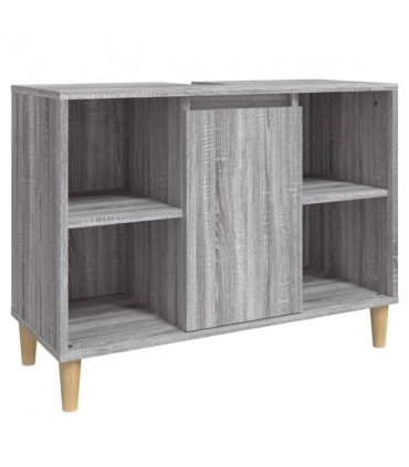 vidaXL 3 Piece Bathroom Furniture Set Grey Sonoma Engineered Wood — V0671964223