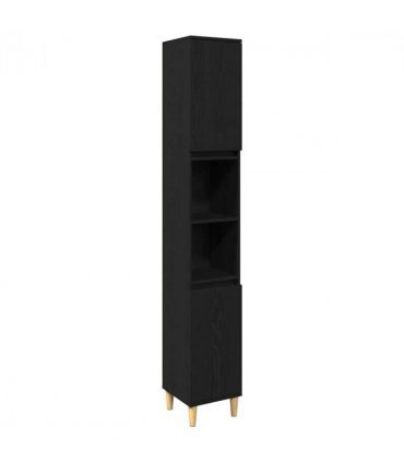 vidaXL Bathroom Furniture Set with Storage 3 pcs Black Engineered wood — Colour: Black oak