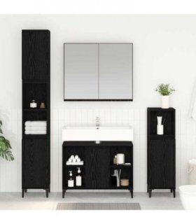 vidaXL Bathroom Furniture Set 3 pcs Black oak Engineered wood — V0671964231
