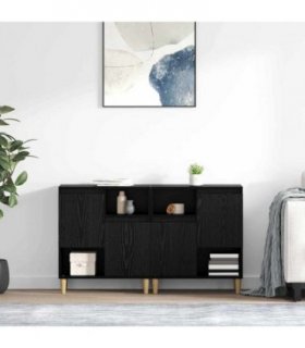 vidaXL Sideboards 2 pcs Black Oak 60 x 35 x 70 cm Engineered Wood — V0671964234