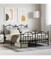 vidaXL Metal Bed Frame without Mattress with Footboard Bla — Size: 140 x 190 cm, Model: with headboard & footboard — V0671964822