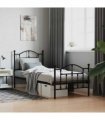 vidaXL Metal Bed Frame without Mattress with Footboard Blac — Size: 90 x 200 cm, Model: with headboard & footboard — V0671964825