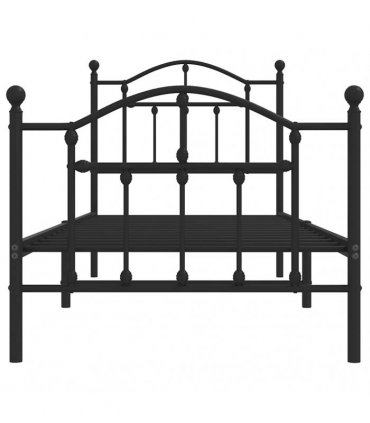 vidaXL Metal Bed Frame without Mattress with Footboard Blac — Size: 90 x 200 cm, Model: with headboard & footboard — V0671964825