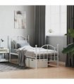 vidaXL Metal Bed Frame without Mattress with Footboard White 75x190cm — Size: 75 x 190 cm, Model: with headboard & footboard