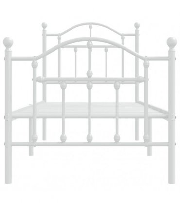 vidaXL Metal Bed Frame without Mattress with Footboard White 75x190cm — Size: 75 x 190 cm, Model: with headboard & footboard