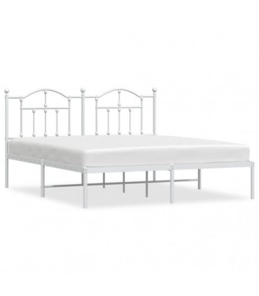 vidaXL Metal Bed Frame without Mattress with Headboard White 180x200cm — Size: 180 x 200 cm — V0671964827