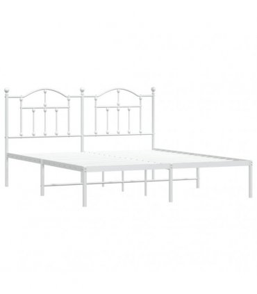 vidaXL Metal Bed Frame without Mattress with Headboard White 180x200cm — Size: 180 x 200 cm — V0671964827