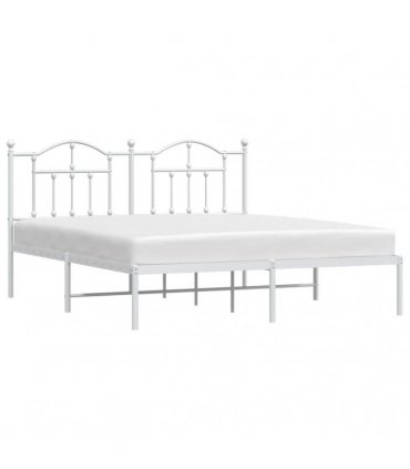 vidaXL Metal Bed Frame without Mattress with Headboard White 180x200cm — Size: 180 x 200 cm — V0671964827