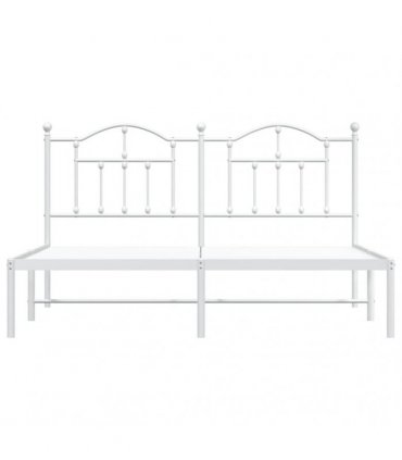 vidaXL Metal Bed Frame without Mattress with Headboard White 180x200cm — Size: 180 x 200 cm — V0671964827