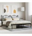 vidaXL Metal Bed Frame without Mattress with Headboard Black 160x200cm — Size: 160 x 200 cm — V0671964829