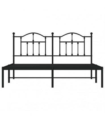 vidaXL Metal Bed Frame without Mattress with Headboard Black 160x200cm — Size: 160 x 200 cm — V0671964829