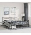 vidaXL Bed Frame | Black | Steel | Double | Bed Frame | Rectangular | In — Size: 193 x 203 cm, Model: with headboard & footboard