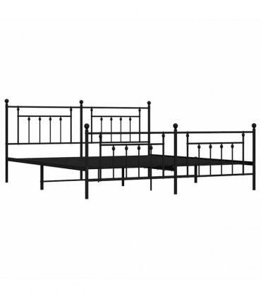 vidaXL Bed Frame | Black | Steel | Double | Bed Frame | Rectangular | In — Size: 193 x 203 cm, Model: with headboard & footboard