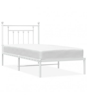 vidaXL Metal Bed Frame without Mattress with Headboard White 80x200cm — Size: 80 x 200 cm — V0671964840