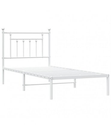 vidaXL Metal Bed Frame without Mattress with Headboard White 80x200cm — Size: 80 x 200 cm — V0671964840