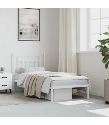 vidaXL Metal Bed Frame without Mattress with Headboard White 80x200cm — Size: 80 x 200 cm — V0671964840