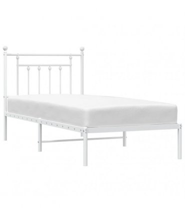 vidaXL Metal Bed Frame without Mattress with Headboard White 80x200cm — Size: 80 x 200 cm — V0671964840