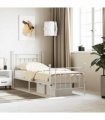 vidaXL Metal Bed Frame without Mattress with Footboard Whit — Size: 90 x 190 cm, Model: with headboard & footboard — V0671964841