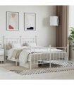 vidaXL Bed Frame | White | Steel | Double | Bed Frame | Rectangular — Size: 140 x 190 cm, Model: with headboard & footboard