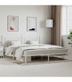 vidaXL Bed Frame | White | Steel | Double | Bed Frame | Rectangular | Industrial — Size: 200 x 200 cm, Model: with headboard