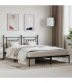 vidaXL Metal Bed Frame without Mattress with Headboard Black 160x200cm — Size: 160 x 200 cm — V0671964850