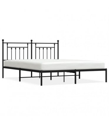 vidaXL Metal Bed Frame without Mattress with Headboard Black 160x200cm — Size: 160 x 200 cm — V0671964850