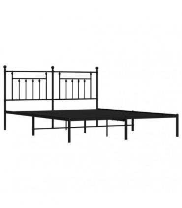 vidaXL Metal Bed Frame without Mattress with Headboard Black 160x200cm — Size: 160 x 200 cm — V0671964850