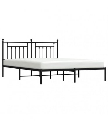 vidaXL Metal Bed Frame without Mattress with Headboard Black 160x200cm — Size: 160 x 200 cm — V0671964850