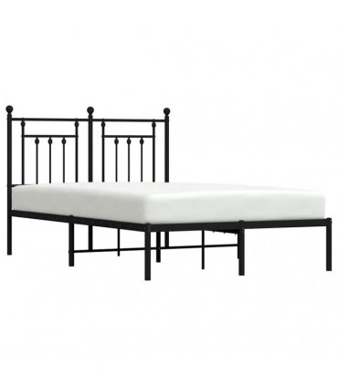 vidaXL Metal Bed Frame without Mattress with Headboard Black 135x190cm — Size: 135 x 190 cm — V0671964856