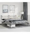 vidaXL Bed Frame | Black | Powder-Coated Steel | Double | Bed Frame — Size: 193 x 203 cm, Model: with headboard