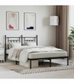 vidaXL Bed Frame | Black | Steel | 140x190 cm | Bed Frame | Rectangular — Size: 140 x 190 cm, Model: with headboard