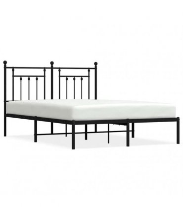 vidaXL Bed Frame | Black | Steel | 140x190 cm | Bed Frame | Rectangular — Size: 140 x 190 cm, Model: with headboard