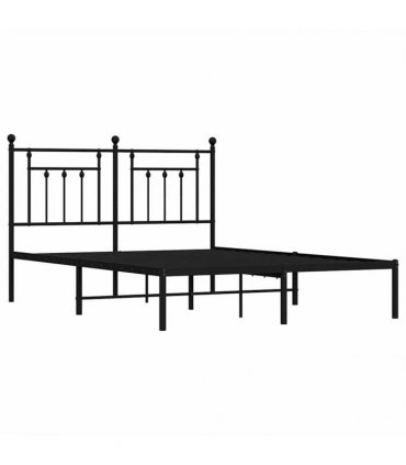 vidaXL Bed Frame | Black | Steel | 140x190 cm | Bed Frame | Rectangular — Size: 140 x 190 cm, Model: with headboard