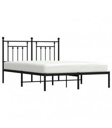 vidaXL Bed Frame | Black | Steel | 140x190 cm | Bed Frame | Rectangular — Size: 140 x 190 cm, Model: with headboard