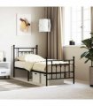 vidaXL Metal Bed Frame without Mattress with Footboard Black 75x190cm — Size: 75 x 190 cm, Model: with headboard & footboard