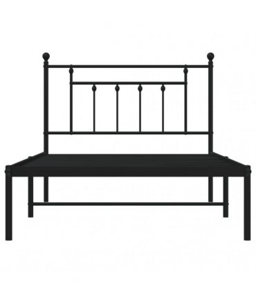 vidaXL Metal Bed Frame without Mattress with Headboard Black 107x203cm — Size: 107 x 203 cm — V0671964880