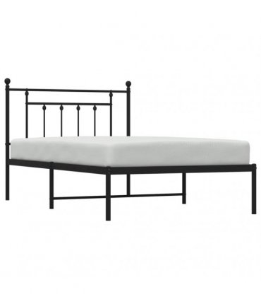 vidaXL Metal Bed Frame without Mattress with Headboard Black 107x203cm — Size: 107 x 203 cm — V0671964880