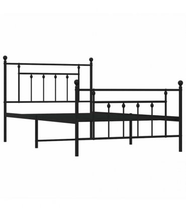 vidaXL Bed Frame | Black | Steel | Single | Industrial | Bed Frame | Rec — Size: 100 x 200 cm, Model: with headboard & footboard
