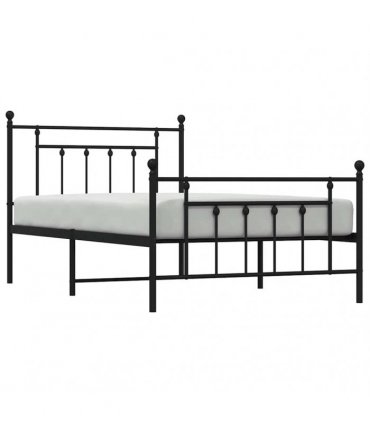 vidaXL Bed Frame | Black | Steel | Single | Industrial | Bed Frame | Rec — Size: 100 x 200 cm, Model: with headboard & footboard