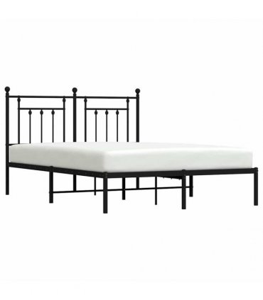 vidaXL Metal Bed Frame without Mattress with Headboard Black 150x200cm — Size: 150 x 200 cm — V0671964883