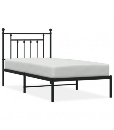 vidaXL Metal Bed Frame without Mattress with Headboard Black 80x200cm — Size: 80 x 200 cm — V0671964885